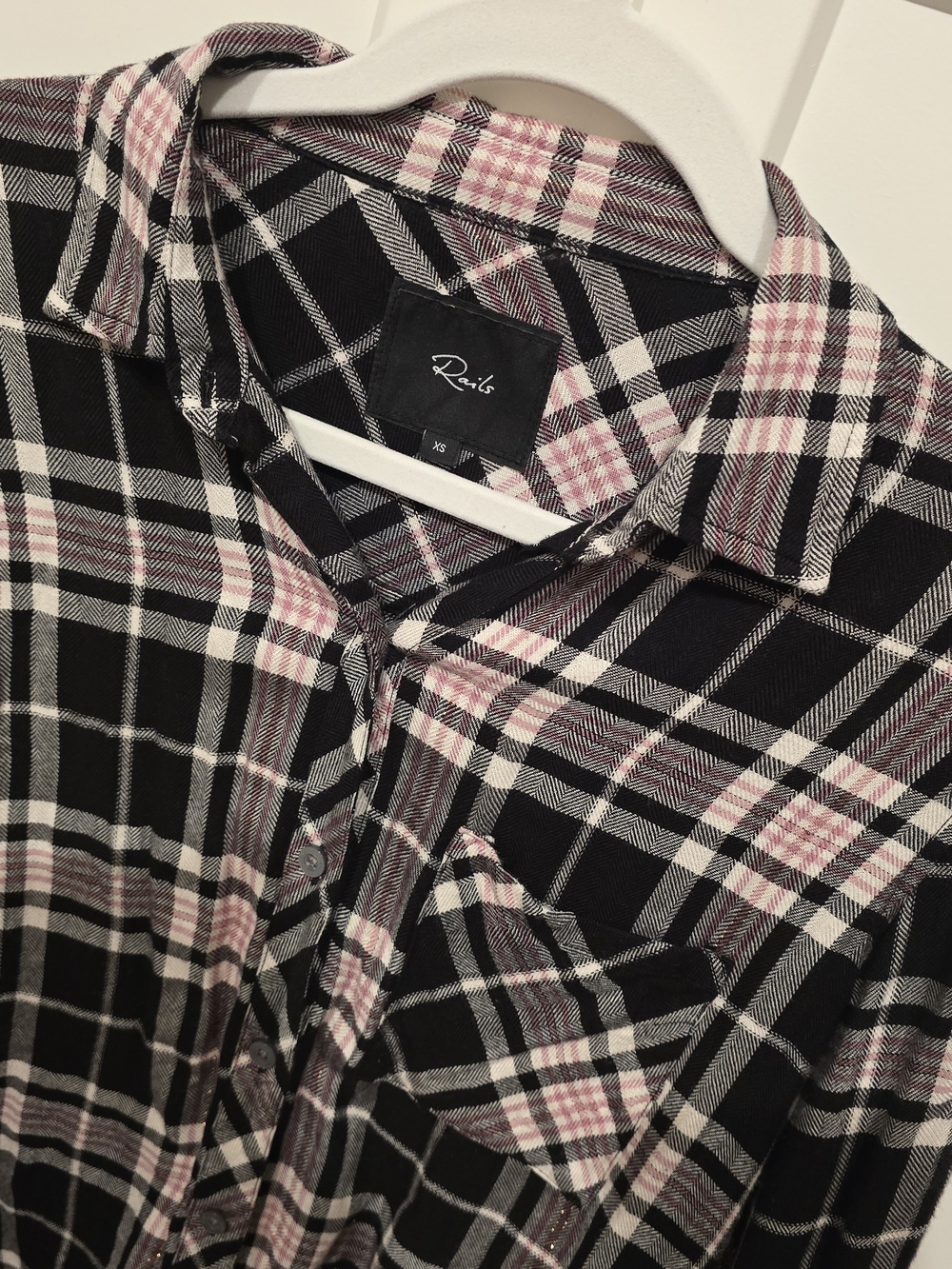 Rails Black and Pink Plaid Button-Down Shirt